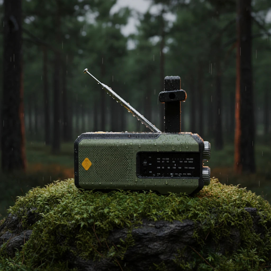 Radio d'Urgence Multifonction — AM/FM/WB, Solaire, Manivelle & Lampe SOS