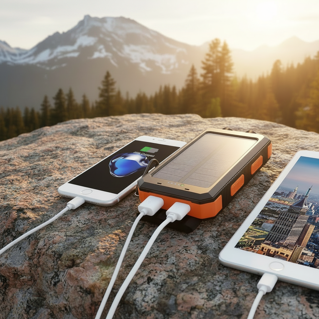 Batterie Solaire Waterproof — Chargeur Externe Grande Capacité avec SOS